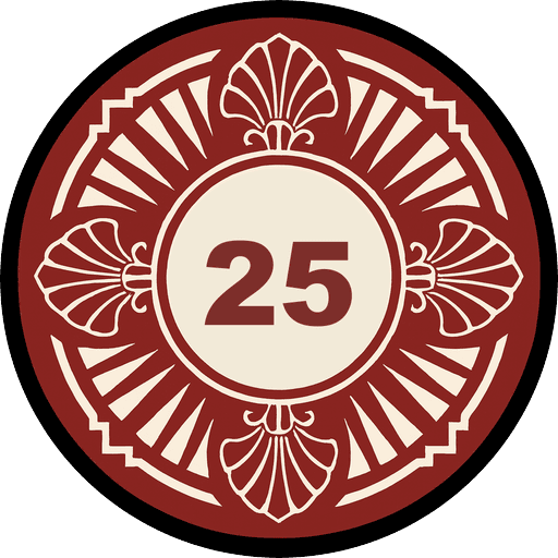 Keramik-Pokerchip im Art-déco-Design, Wert 25