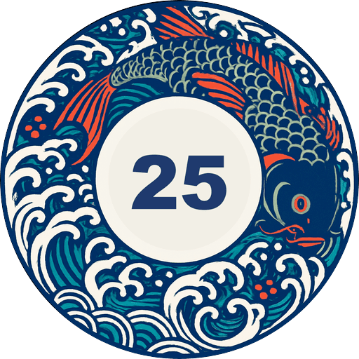 Keramik-Pokerchip mit Koi-Motiv, Wert 25