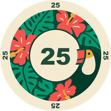 Tropischer Pokerchip mit Tukan, Wert 25